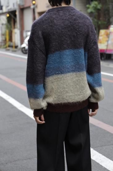 YOKE | MOHAIR BORDER CREWNECK SWEATER(PURPLE) | モヘア YOKE | MOHAIR BORDER CREWNECK SWEATER(PURPLE) | モヘア