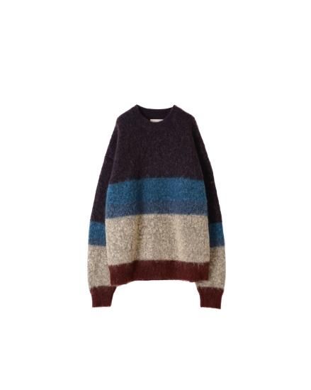 YOKE | MOHAIR BORDER CREWNECK SWEATER(PURPLE) | モヘア YOKE | MOHAIR BORDER CREWNECK SWEATER(PURPLE) | モヘア