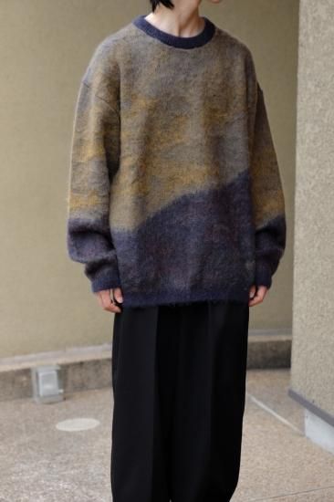 YOKE | LANDSCAPE MOHAIR JACQUARD CREWNECK SWEATER(DARK NAVY YOKE | LANDSCAPE MOHAIR JACQUARD CREWNECK SWEATER(DARK NAVY