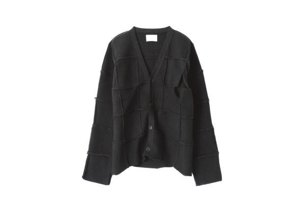 YOKE | PATCHWORK RIB BUTTONED CARDIGAN(BLACK) | パッチワーク YOKE | PATCHWORK RIB BUTTONED CARDIGAN(BLACK) | パッチワーク