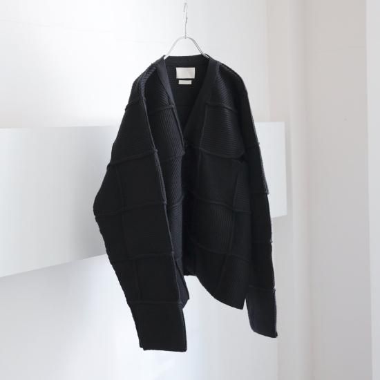 YOKE | PATCHWORK RIB BUTTONED CARDIGAN(BLACK) | パッチワーク YOKE | PATCHWORK RIB BUTTONED CARDIGAN(BLACK) | パッチワーク
