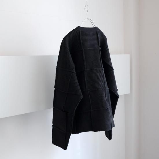 YOKE | PATCHWORK RIB BUTTONED CARDIGAN(BLACK) | パッチワーク YOKE | PATCHWORK RIB BUTTONED CARDIGAN(BLACK) | パッチワーク