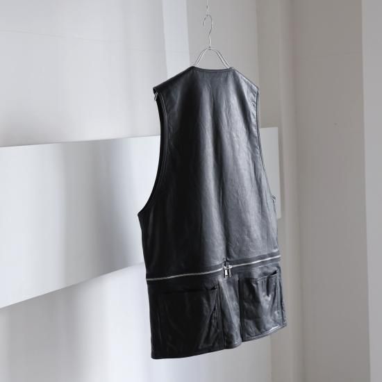 YOKE | GOAT LEATHER LONG VEST(BLACK) | ゴートレザーロング YOKE | GOAT LEATHER LONG VEST(BLACK) | ゴートレザーロング