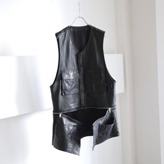 YOKE | GOAT LEATHER LONG VEST(BLACK) | ゴートレザーロング YOKE | GOAT LEATHER LONG VEST(BLACK) | ゴートレザーロング