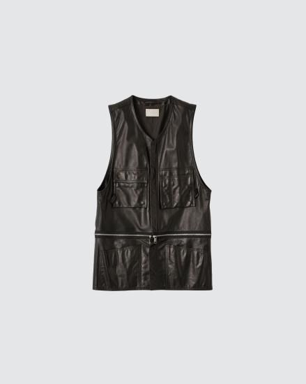 YOKE | GOAT LEATHER LONG VEST(BLACK) | ゴートレザーロング YOKE | GOAT LEATHER LONG VEST(BLACK) | ゴートレザーロング