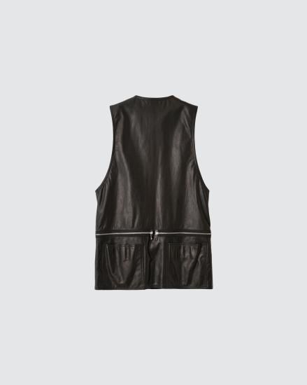 YOKE | GOAT LEATHER LONG VEST(BLACK) | ゴートレザーロング YOKE | GOAT LEATHER LONG VEST(BLACK) | ゴートレザーロング
