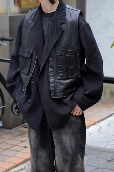 YOKE | GOAT LEATHER LONG VEST(BLACK) | ゴートレザーロング YOKE | GOAT LEATHER LONG VEST(BLACK) | ゴートレザーロング