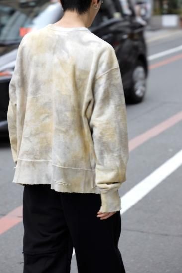 ANCELLM | アンセルム MARBLING SWEAT SHIRT(BEIGE/BLACK ANCELLM | アンセルム MARBLING SWEAT SHIRT(BEIGE/BLACK