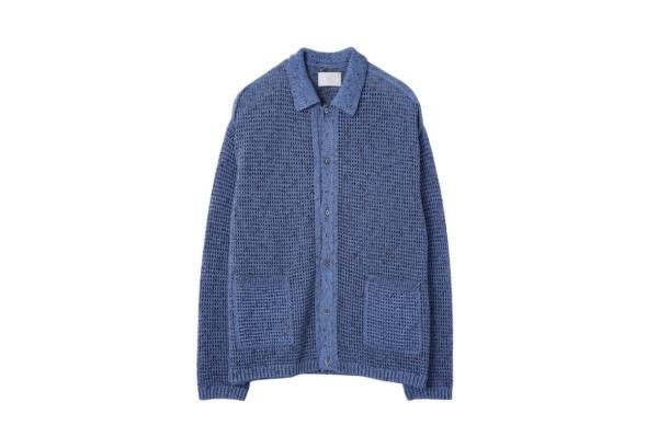 YOKE | MESH KNITTED BUTTONED CARDIGAN(FOG BLUE) | メッシュ YOKE | MESH KNITTED BUTTONED CARDIGAN(FOG BLUE) | メッシュ