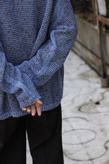 YOKE | MESH KNITTED BUTTONED CARDIGAN(FOG BLUE) | メッシュ YOKE | MESH KNITTED BUTTONED CARDIGAN(FOG BLUE) | メッシュ
