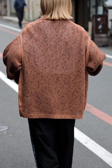 YOKE | MESH KNITTED BUTTONED CARDIGAN(TANGERINE) | メッシュ YOKE | MESH KNITTED BUTTONED CARDIGAN(TANGERINE) | メッシュ