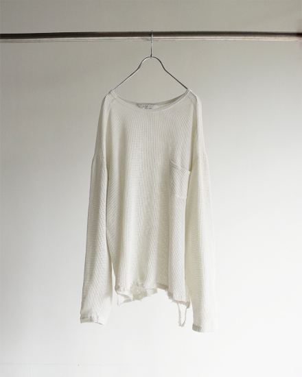 ANCELLM | アンセルム DYED MESH LS T-SHIRT(WHITE) / ダイ ANCELLM | アンセルム DYED MESH LS T-SHIRT(WHITE) / ダイ