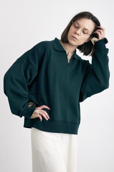 YASHIKI / Shunrin Skipper Knit(GREEN) | シュンリンスキッパーニット