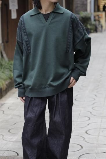 YASHIKI / Shunrin Skipper Knit(GREEN) | シュンリンスキッパーニット