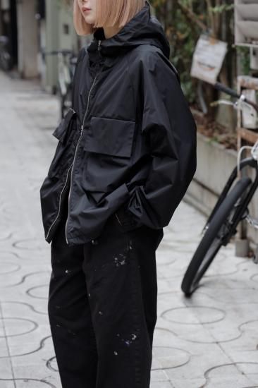 stein | シュタイン NYLON TAFTA HOODED SHORT JACKET(BLACK stein | シュタイン NYLON TAFTA HOODED SHORT JACKET(BLACK
