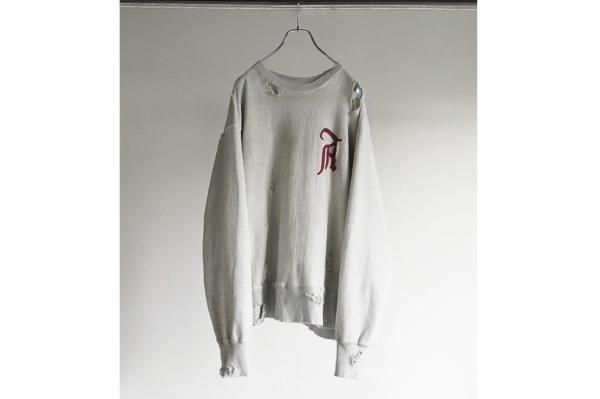 ANCELLM | アンセルム CRASH SWEAT SHIRT(HEATHER WHITE ANCELLM | アンセルム CRASH SWEAT SHIRT(HEATHER WHITE