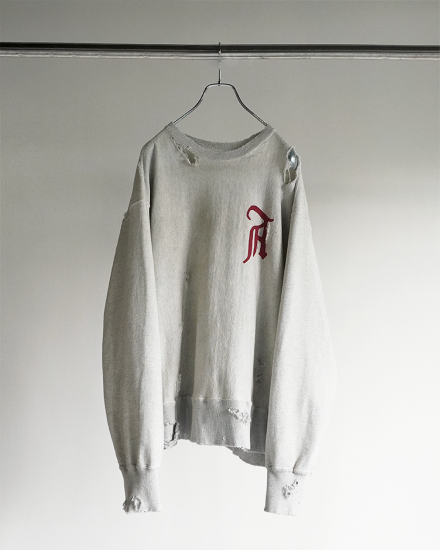 ANCELLM | アンセルム CRASH SWEAT SHIRT(HEATHER WHITE ANCELLM | アンセルム CRASH SWEAT SHIRT(HEATHER WHITE