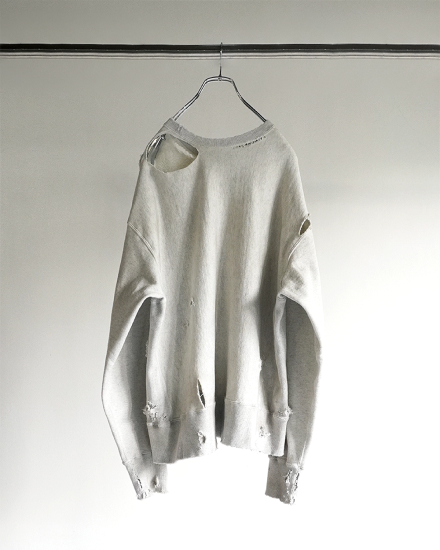 ANCELLM | アンセルム CRASH SWEAT SHIRT(HEATHER WHITE ANCELLM | アンセルム CRASH SWEAT SHIRT(HEATHER WHITE