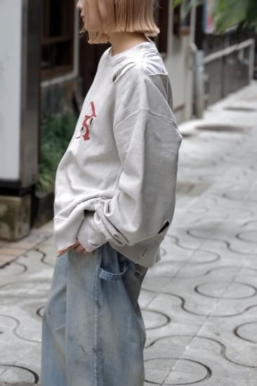 ANCELLM | アンセルム CRASH SWEAT SHIRT(HEATHER WHITE ANCELLM | アンセルム CRASH SWEAT SHIRT(HEATHER WHITE