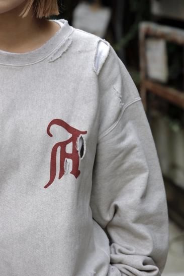 ANCELLM | アンセルム CRASH SWEAT SHIRT(HEATHER WHITE ANCELLM | アンセルム CRASH SWEAT SHIRT(HEATHER WHITE
