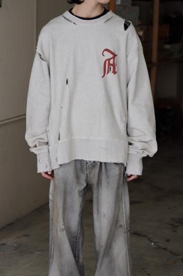 ANCELLM | アンセルム CRASH SWEAT SHIRT(HEATHER WHITE ANCELLM | アンセルム CRASH SWEAT SHIRT(HEATHER WHITE