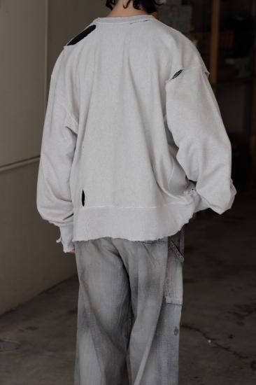 ANCELLM | アンセルム CRASH SWEAT SHIRT(HEATHER WHITE