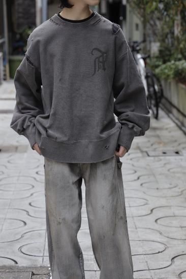 ANCELLM | アンセルム CRASH SWEAT SHIRT(F.BLACK) / クラッシュ ANCELLM | アンセルム CRASH SWEAT SHIRT(F.BLACK) / クラッシュ