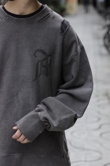 ANCELLM | アンセルム CRASH SWEAT SHIRT(F.BLACK) / クラッシュ ANCELLM | アンセルム CRASH SWEAT SHIRT(F.BLACK) / クラッシュ