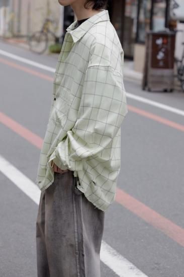 ANCELLM | アンセルム RAYON CHECK CRASH LS SHIRT(MINT ANCELLM | アンセルム RAYON CHECK CRASH LS SHIRT(MINT