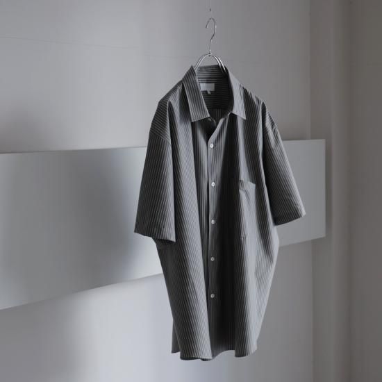KANEMASA SHORT SLEEVE SHIRT 半袖シャツ　ブルーグレイ セットアップ】バンドカラー半袖シャツ[品番：ITKW0021566
