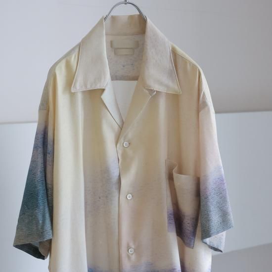 YOKE | LANDSCAPE PRINTED OPEN COLLAR SHIRT(IVORY