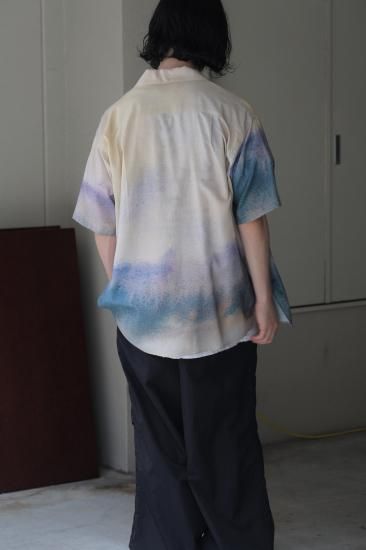 YOKE | LANDSCAPE PRINTED OPEN COLLAR SHIRT(IVORY) | ランドスケープ
