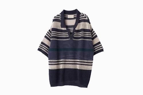 <img class='new_mark_img1' src='https://img.shop-pro.jp/img/new/icons2.gif' style='border:none;display:inline;margin:0px;padding:0px;width:auto;' />YOKE / BORDER MESH KNIT SKIPPER POLO SHIRT(NAVYBEIGE)