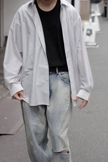KANEMASA | カネマサ 46G Atmosphere Stripe Shirt(WHITE NAVY KANEMASA | カネマサ 46G Atmosphere Stripe Shirt(WHITE NAVY