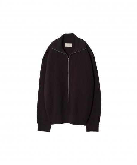 YOKE | 3/4 FRONT ZIP HIGHNECK RIB SWEATER(DARK BROWN) | 3/4 YOKE | 3/4 FRONT ZIP HIGHNECK RIB SWEATER(DARK BROWN) | 3/4