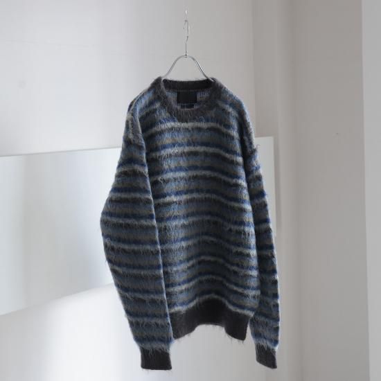 YOKE | MOHAIR BORDER SWEATER(BLUE×CHARCOAL) | モヘアボーダー YOKE | MOHAIR BORDER SWEATER(BLUE×CHARCOAL) | モヘアボーダー