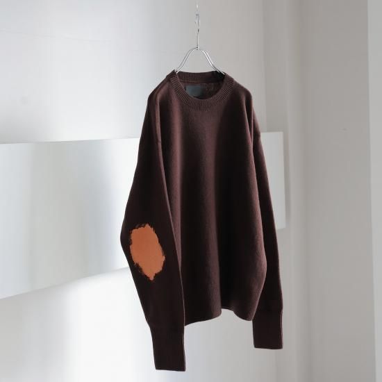 YOKE | PAINTED ELBOW PATCH SWEATER(BROWN) | ペイントエルボー YOKE | PAINTED ELBOW PATCH SWEATER(BROWN) | ペイントエルボー