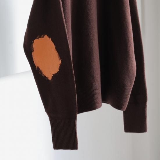 YOKE | PAINTED ELBOW PATCH SWEATER(BROWN) | ペイントエルボー YOKE | PAINTED ELBOW PATCH SWEATER(BROWN) | ペイントエルボー