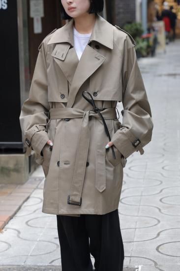 ssstein | シュタイン LAYERED SHORT TRENCH COAT(BEIGE