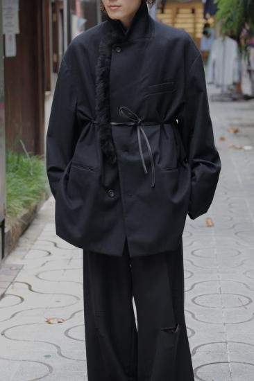 ssstein | シュタイン OVERSIZED FUR LAPELED JACKET(BLACK ssstein | シュタイン OVERSIZED FUR LAPELED JACKET(BLACK