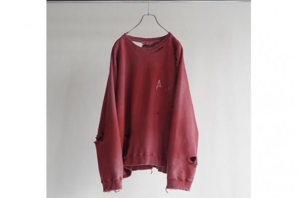 ANCELLM | アンセルム CRASH UNEVEN OVER SWEAT SHIRT(RED ANCELLM | アンセルム CRASH UNEVEN OVER SWEAT SHIRT(RED