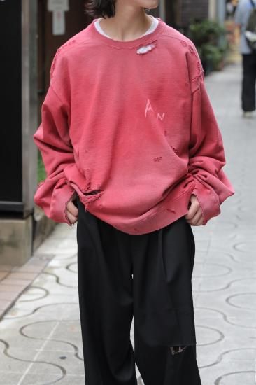 ANCELLM | アンセルム CRASH UNEVEN OVER SWEAT SHIRT(RED ANCELLM | アンセルム CRASH UNEVEN OVER SWEAT SHIRT(RED