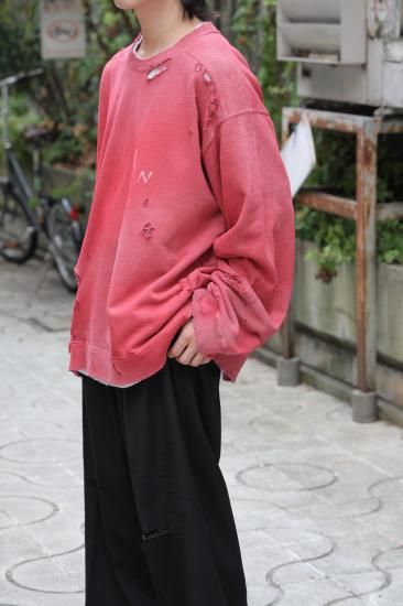 ANCELLM | アンセルム CRASH UNEVEN OVER SWEAT SHIRT(RED ANCELLM | アンセルム CRASH UNEVEN OVER SWEAT SHIRT(RED
