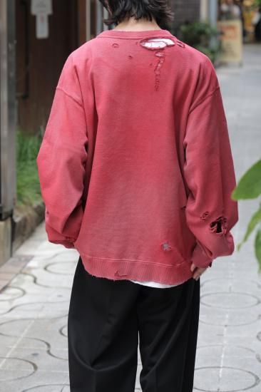 ANCELLM | アンセルム CRASH UNEVEN OVER SWEAT SHIRT(RED ANCELLM | アンセルム CRASH UNEVEN OVER SWEAT SHIRT(RED