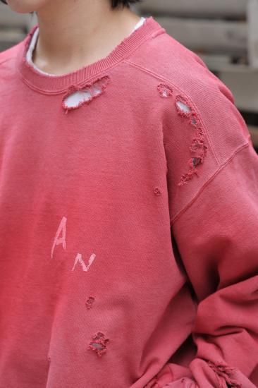 ANCELLM | アンセルム CRASH UNEVEN OVER SWEAT SHIRT(RED ANCELLM | アンセルム CRASH UNEVEN OVER SWEAT SHIRT(RED