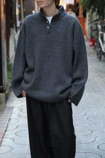 Blanc YM / Wool Fleece Snap Pullover(Gray)通販サイト - 京都 Blanc YM / Wool Fleece Snap Pullover(Gray)通販サイト - 京都