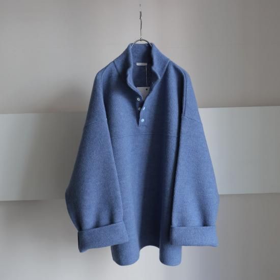 Blanc YM / Wool Fleece Snap Pullover(Sax Blue)通販サイト - 京都