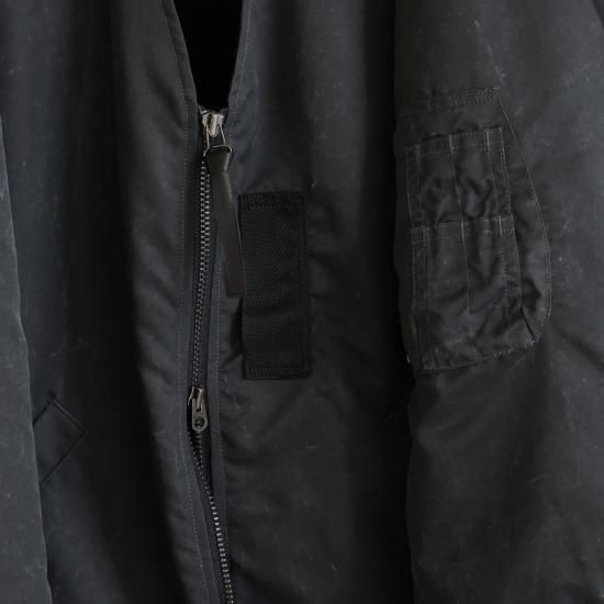 ANTHEM A / OVERSIZED COLLAR LESS MILITARY BLOUSON(BLACK