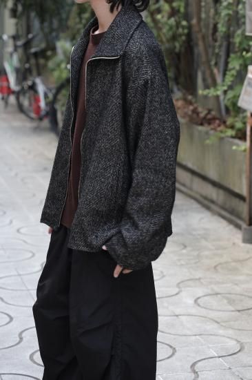 YOKE | TWEED STAND COLLAR ZIP BLOUSON(BLACK) | ツイード YOKE | TWEED STAND COLLAR ZIP BLOUSON(BLACK) | ツイード