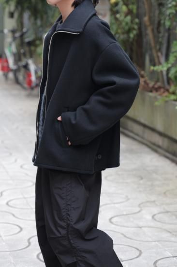 YOKE | MELTON STAND COLLAR ZIP BLOUSON(BLACK) | メルトン YOKE | MELTON STAND COLLAR ZIP BLOUSON(BLACK) | メルトン